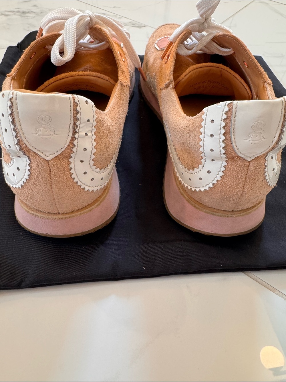 Office of Angela Scott Remi Sneaker Suede, Peach and Tan - Picture 4 of 10